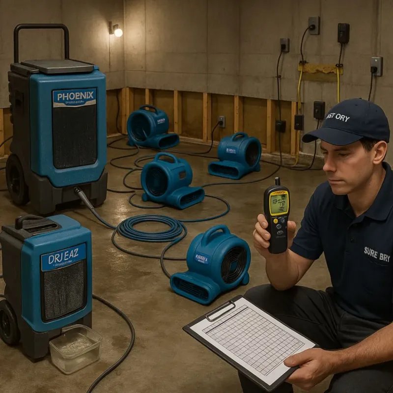 Structural Drying and Dehumidification process in Roseboro, NC